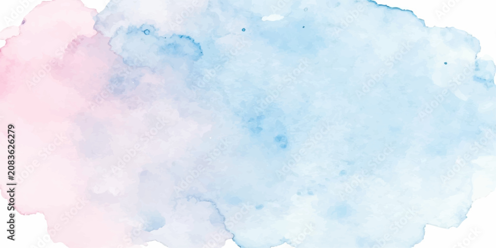 Obraz premium Abstract Blue Sky and Fluffy White Clouds Watercolor Hand Painted Background with Soft Paper Texture Bright Summer Cloudscape and Airy Nature Atmosphere
