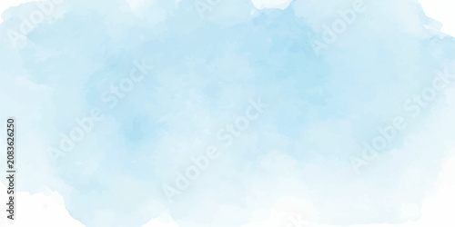 Tableau sur toile Abstract watercolor blue sky with fluffy white clouds and sunlight, bright summe