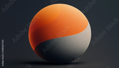 abstract grainy orange and grey gradient sphere with noise texture