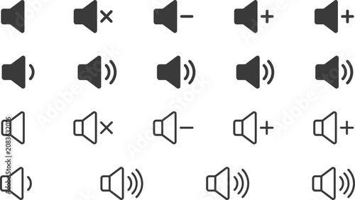 Photos Volume control icons with plus and minus signs