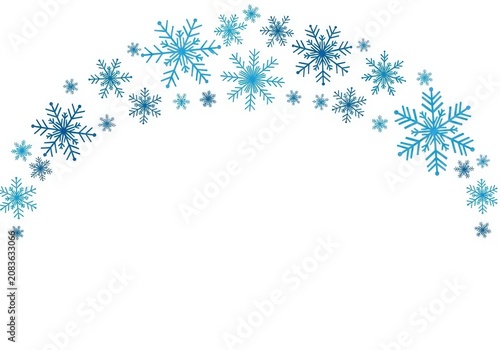 Blue snowflakes, winter decorations, frosty elements, icy design, snowflake border