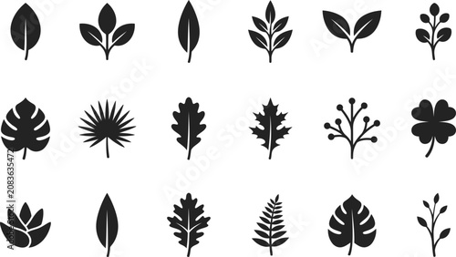 Bilde på lerret Collection of various leaf shapes and plant
