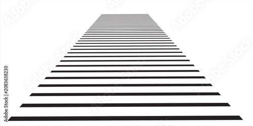 Tableau sur toile Abstract 3D perspective background with black horizontal stripes receding into a white clean horizon