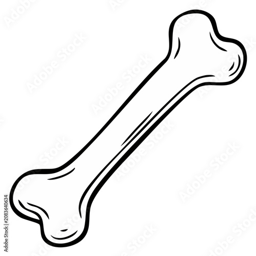 Simple bone illustration in black and white for pet treat or anatomy illustration