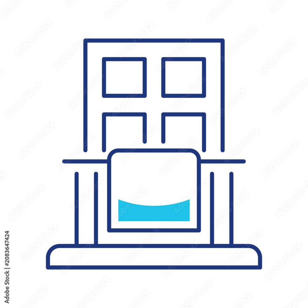 Fototapeta premium Apartment balcony icon. Architecture and residential building line symbol. Color.