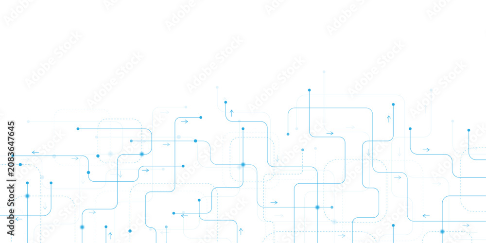 Obraz premium Abstract Network Connections, Digital Data Flow, Blue Circuitry Lines, Technology Background, Futuristic Connectivity