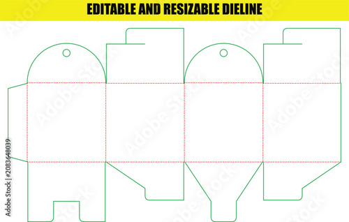 Fotografía Flat box dieline template design with circular top closure for retail candy or s