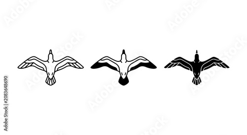 Foto Minimalist Seagull Vector Icons, Flying Bird Silhouettes Set, Simple Avian Graph