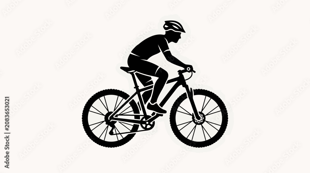Fototapeta premium Silhouette of a Person Riding a Bicycle in Motion.