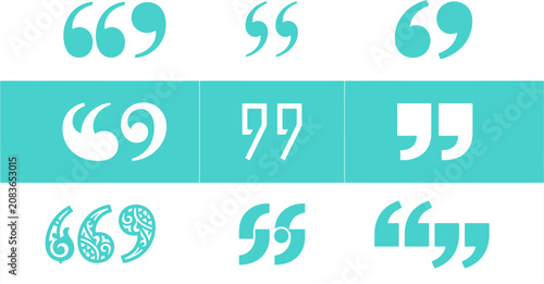 Tableau sur toile Decorative Quotation Marks and Punctuation Symbol Vector Icon Set for Editorial