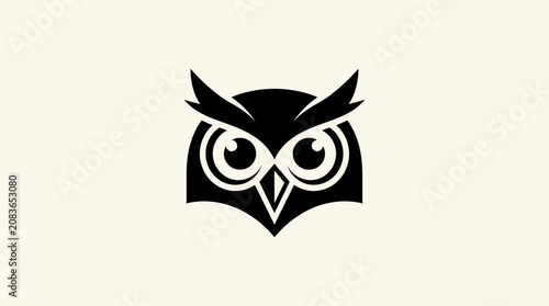 Stylized Black and White Owl Logo Design for Branding.
