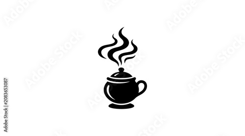 Steaming Coffee Cup Icon for Beverage and Cafe Design.