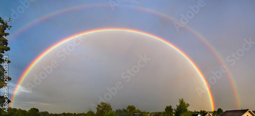 A beautiful rainbow in the evening sky