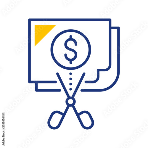 Фотография Budget cut icon. Business and budgeting line symbol. Color.
