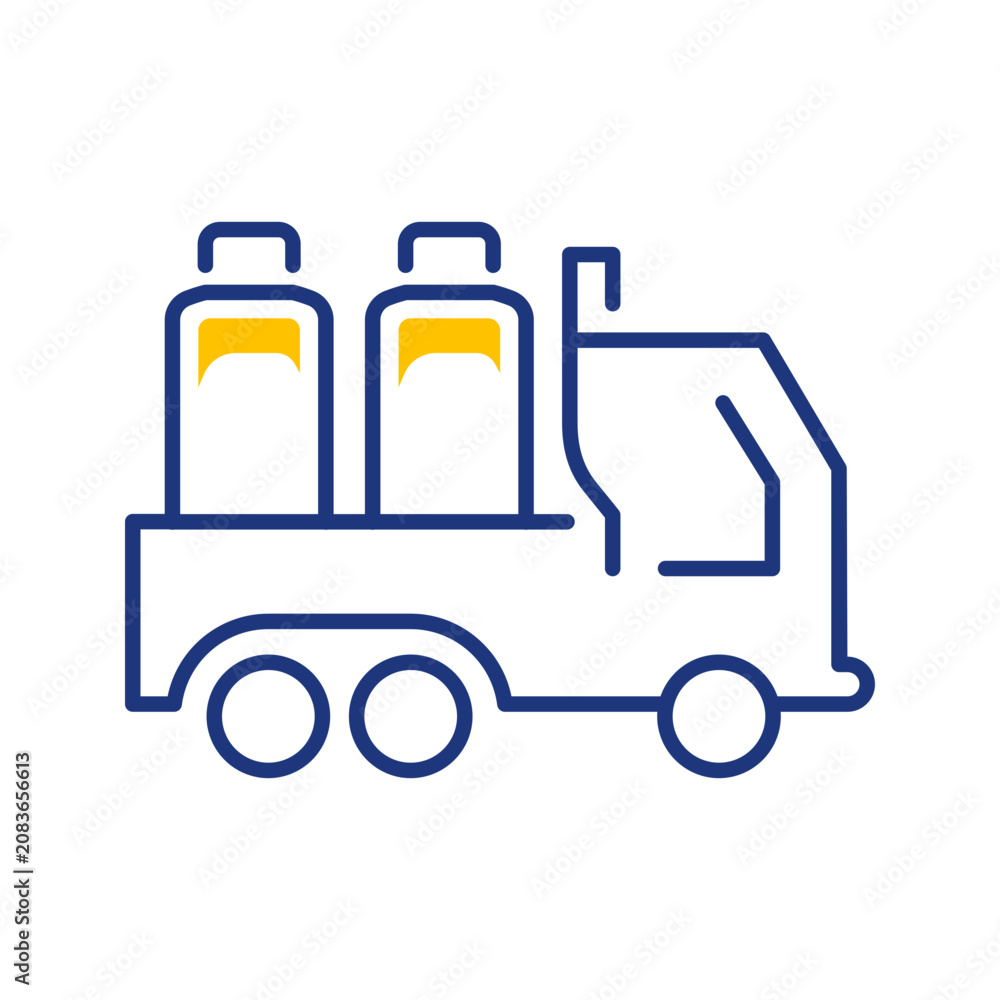Fototapeta premium Construction truck icon. Industry and construction vehicle line symbol. Color.