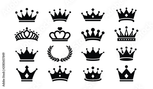 Photos Royal Icons Collection: A compilation of intricate crown and laurel wreath designs, symbolizing royalty, power, and achievement