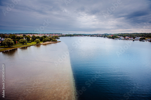 Photography Beautiful scenic view of Sweden landscape with traditional red houses