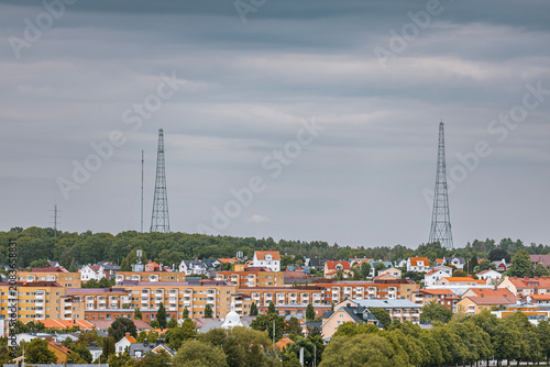 Photography Beautiful scenic view of Sweden landscape with traditional red houses