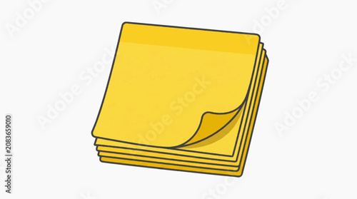 Stack of bright yellow sticky notes with one corner peeled back on a white background