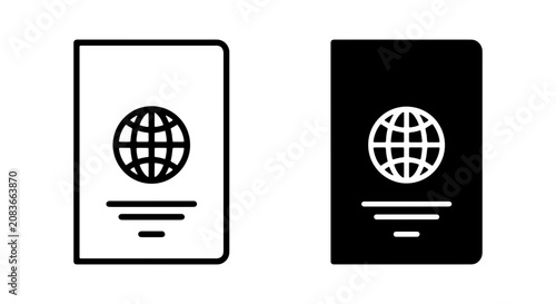 Bild auf Leinwand Passport Icons, Travel Document Symbols, International Identity Booklets, Global