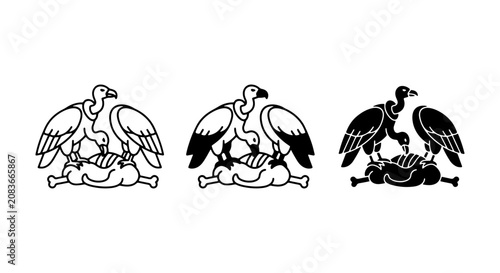 Foto Vulture Emblem Set, Heraldic Crests, Wildlife Icons, Dark Gothic Symbolism, Vect