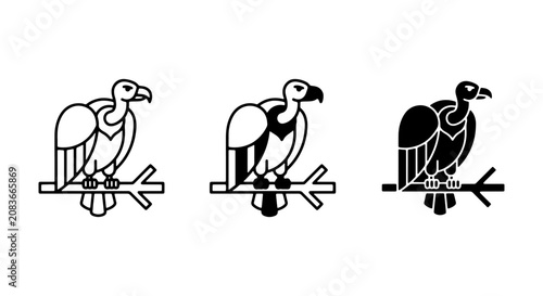 Bild auf Leinwand Vulture Icons Set: Black and White Bird Silhouettes, Graphic Vector Art for Wild