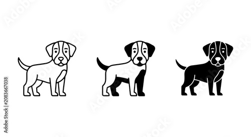 Dog Icon Set, Puppy Vector Graphics, Canine Silhouette Collection, Pet Animal Icons for Design