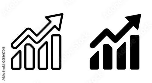 Growth Chart Icons, Upward Trend Arrows, Financial Data Visualization, Business Analytics Symbols