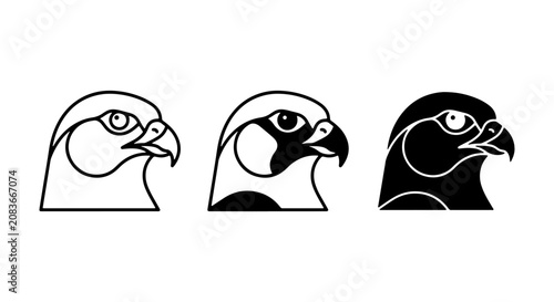 Falcon Head Icons: Minimalist Line Art, Silhouette, and Filled Vector Graphics for Wildlife and Heraldry