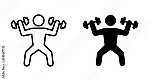 Fitness Icon Set: Dumbbell Workout Silhouette, Strength Training Pictogram, Exercise Graphic Resource for Health and Wellness