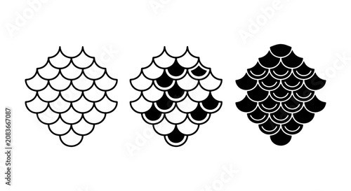 Scales Vector Set: Fish, Reptile, and Dragon Patterns, Black and White Icons for Texture and Design