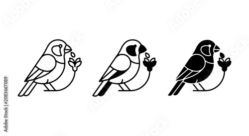 Charming Bird Icons Set, Minimalist Sparrow Vector Graphics, Cute Avian Illustrations for Nature & Wildlife Designs