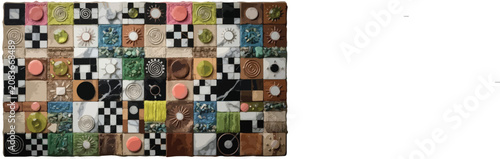 Foto Seamless mosaic pattern of mixed media tactile squares