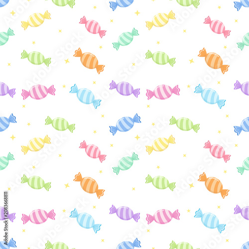 Cute Colorful Pastel Striped Candy Seamless Pattern Background