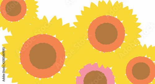 Foto Sunflower pattern with yellow petals and brown centers white background