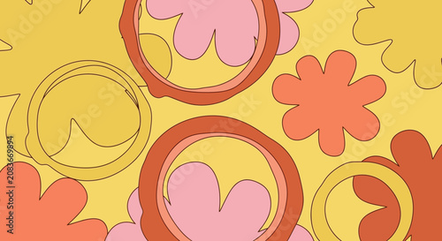 Φωτογραφία Floral ornament pattern with orange and pink hues on yellow background