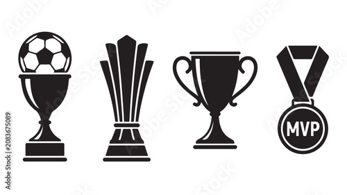 Foto trophy icon set sport winner cup and championship symbols vector