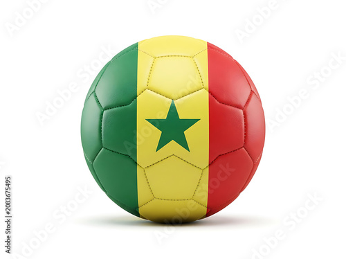 Senegal flag soccer ball on white background for sports and international competitions transparent background