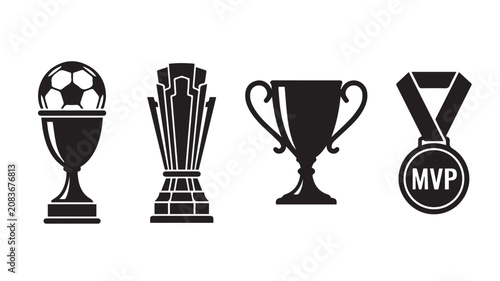 Bild auf Leinwand trophy icon set sport winner cup and championship symbols vector