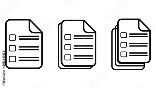 Flat line style documents icon set