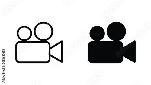 Black video camera icons for film and recording