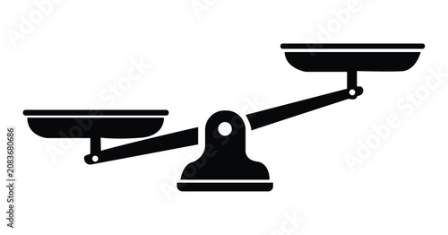 Black balance scale icon, weighing scales symbol