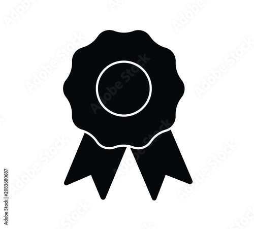 Black award ribbon icon for excellence and achievement