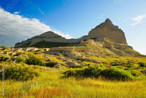 Obraz na plátně Grasslands, Prairie Vistas, Oregon Trail History, Platte River, and big skies abound when visiting Scotts Bluff National Monument in Nebraska
