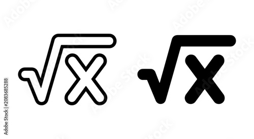 Fotografie Square Root Math Symbols, Mathematical Equation Icons, Algebra and Science Conce