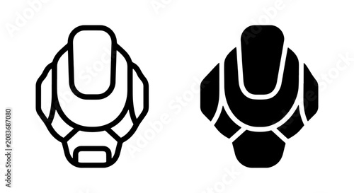 Futuristic Robot Head Icons, Sci-Fi Character Helmets, Cyberpunk Android Face Symbols, Technology Concept Art