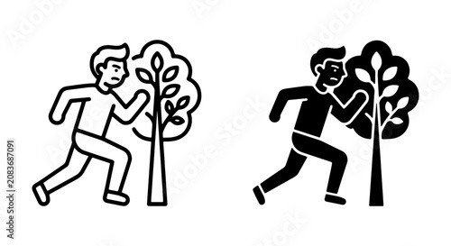 Running Man Icon, Person Jogging Vector, Outdoor Activity Silhouette, Fitness and Health Concept