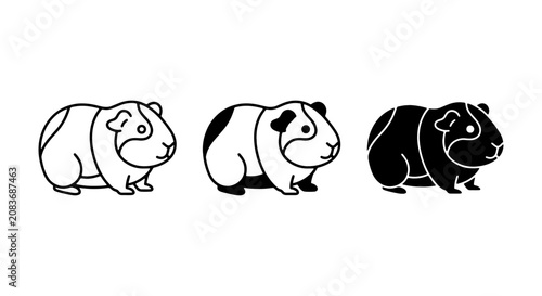Konstfotografi Guinea Pig Icons, Cute Rodent Vector Illustrations, Pet Animal Graphics, Simple