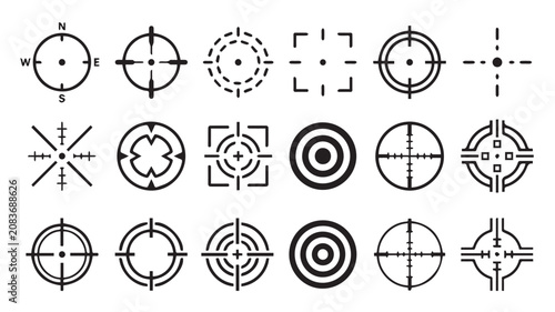 target and crosshair icons set vector- aim, focus and scope symbols