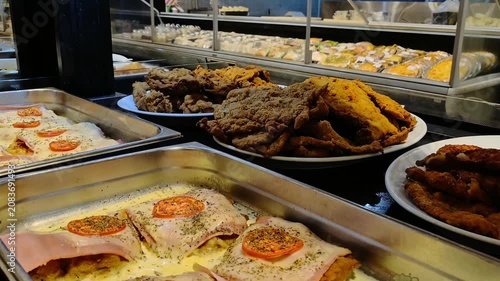 Buffet Food Display with Fried Chicken and Prepared Meals